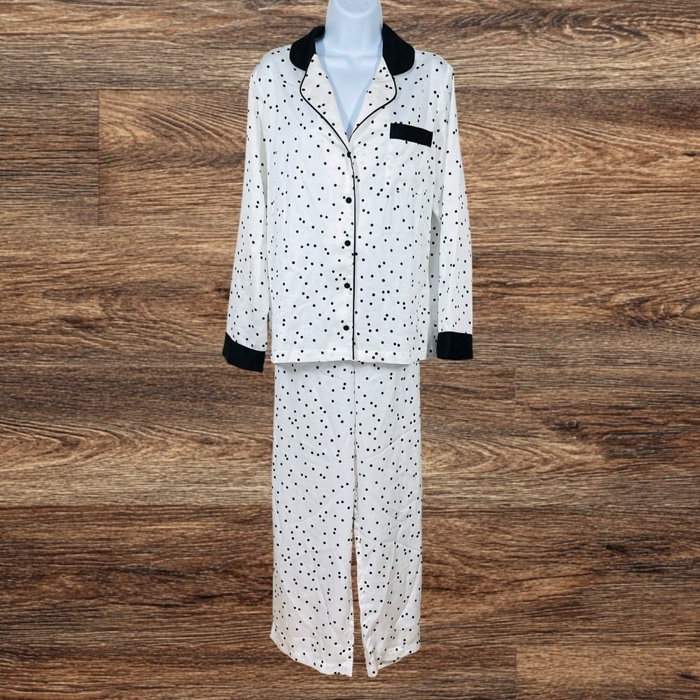 Kate Spade Dream A Little Dream Pajamas Set Size M Polka Dot Satin Sleepwear